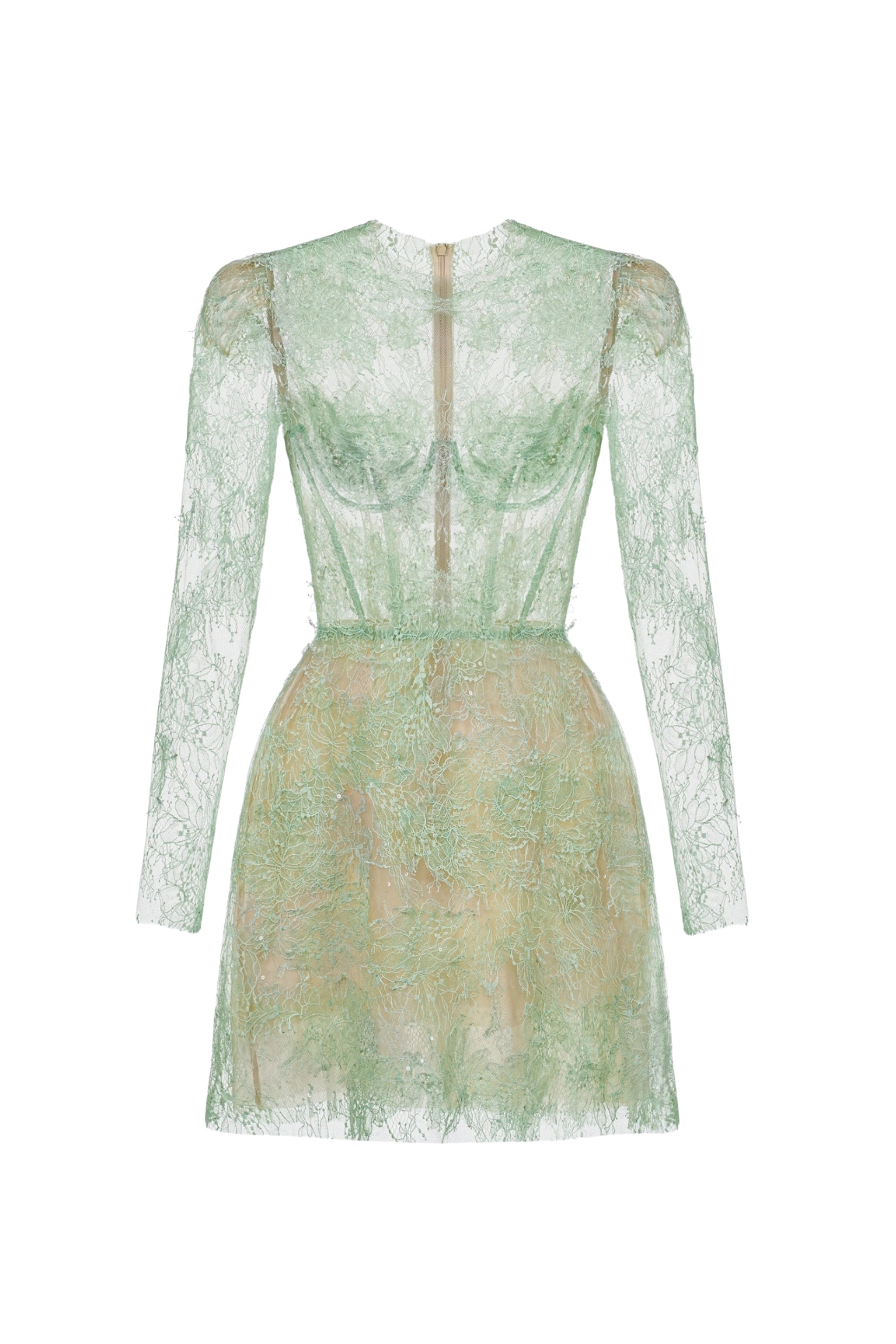 ABITO MIDI CON RICAMI FLOREALI E RAMAGE