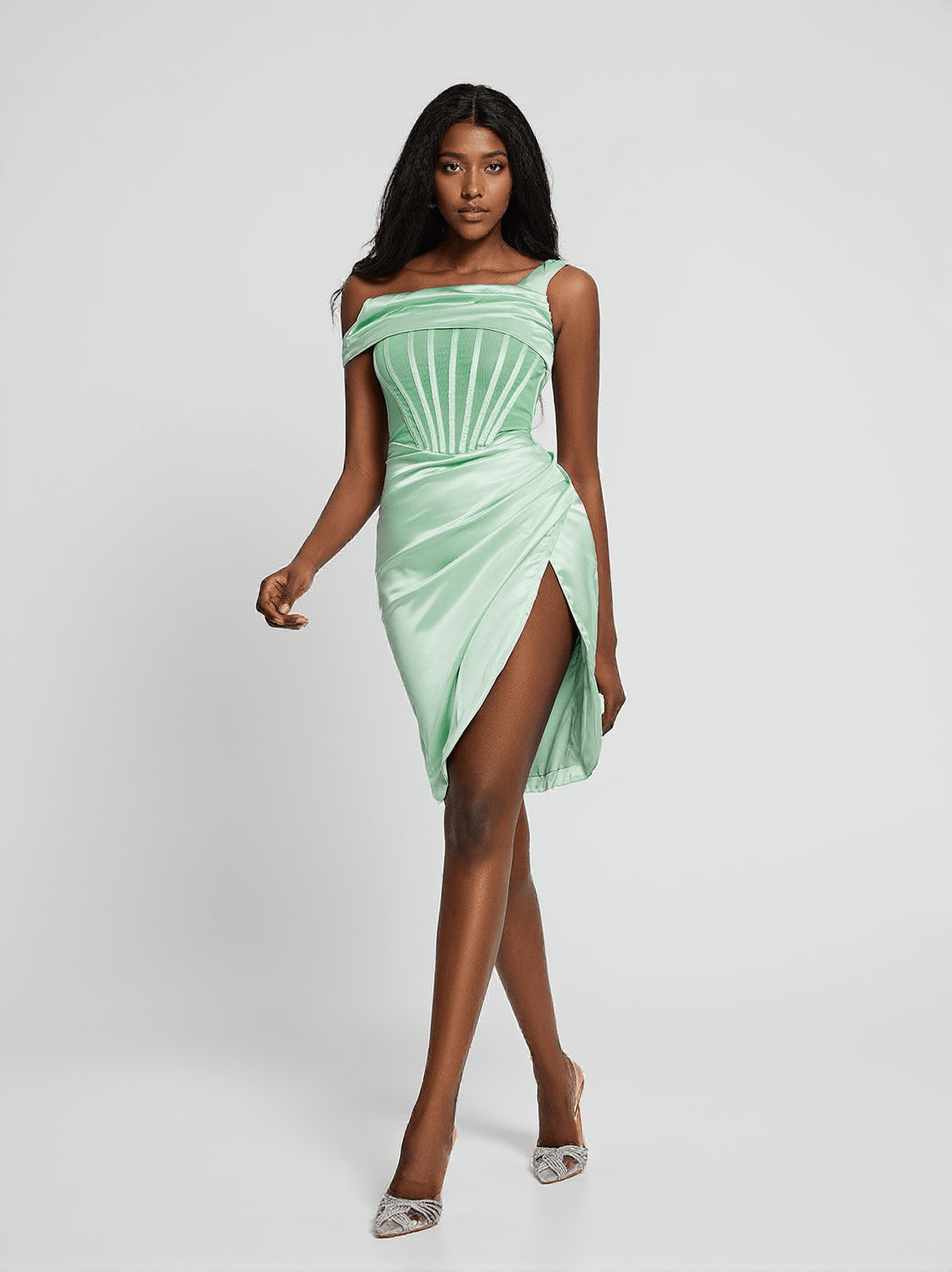 Ariella – Satin-Korsettkleid in Mint