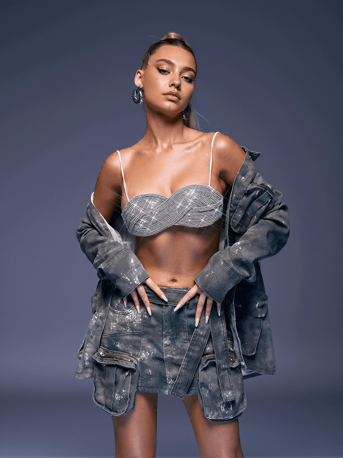 ELOISA CRYSTAL TOP IN SILVER