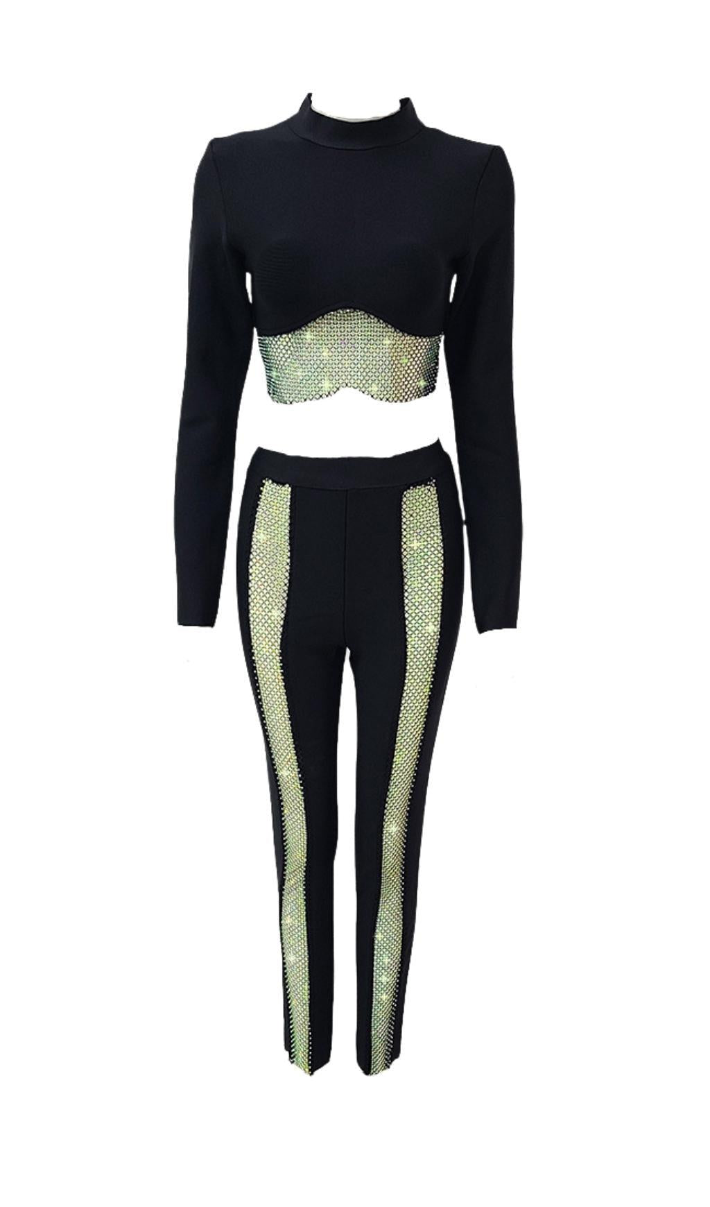 AIIZIE BANDAGE CROP PANTS TWO PLECE SUIT - product image