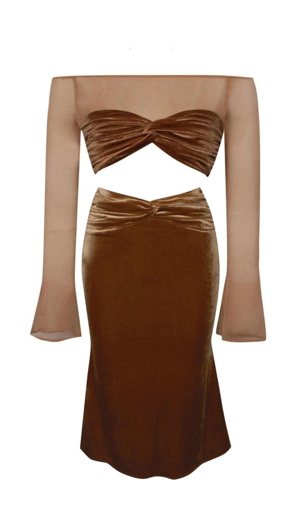 ABITO DUE PEZZI CON MANICHE IN VELLUTO E RETE