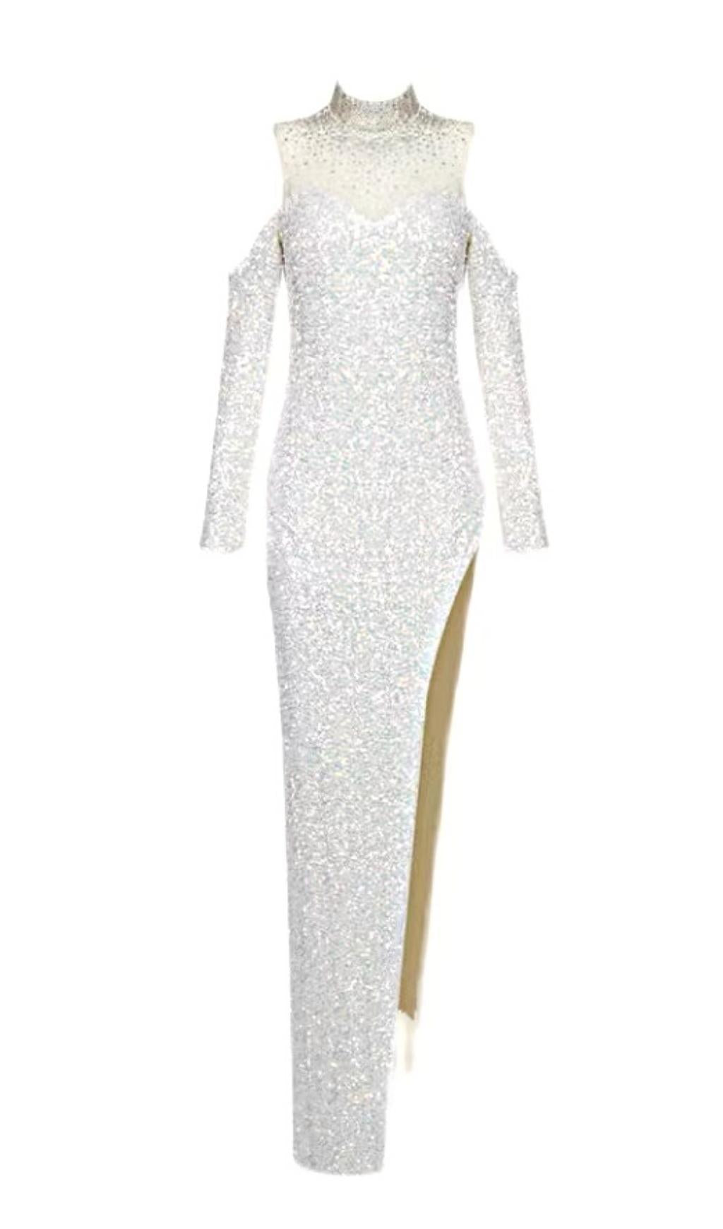 MINI ABITO CON PAILLETTES ARGENTO