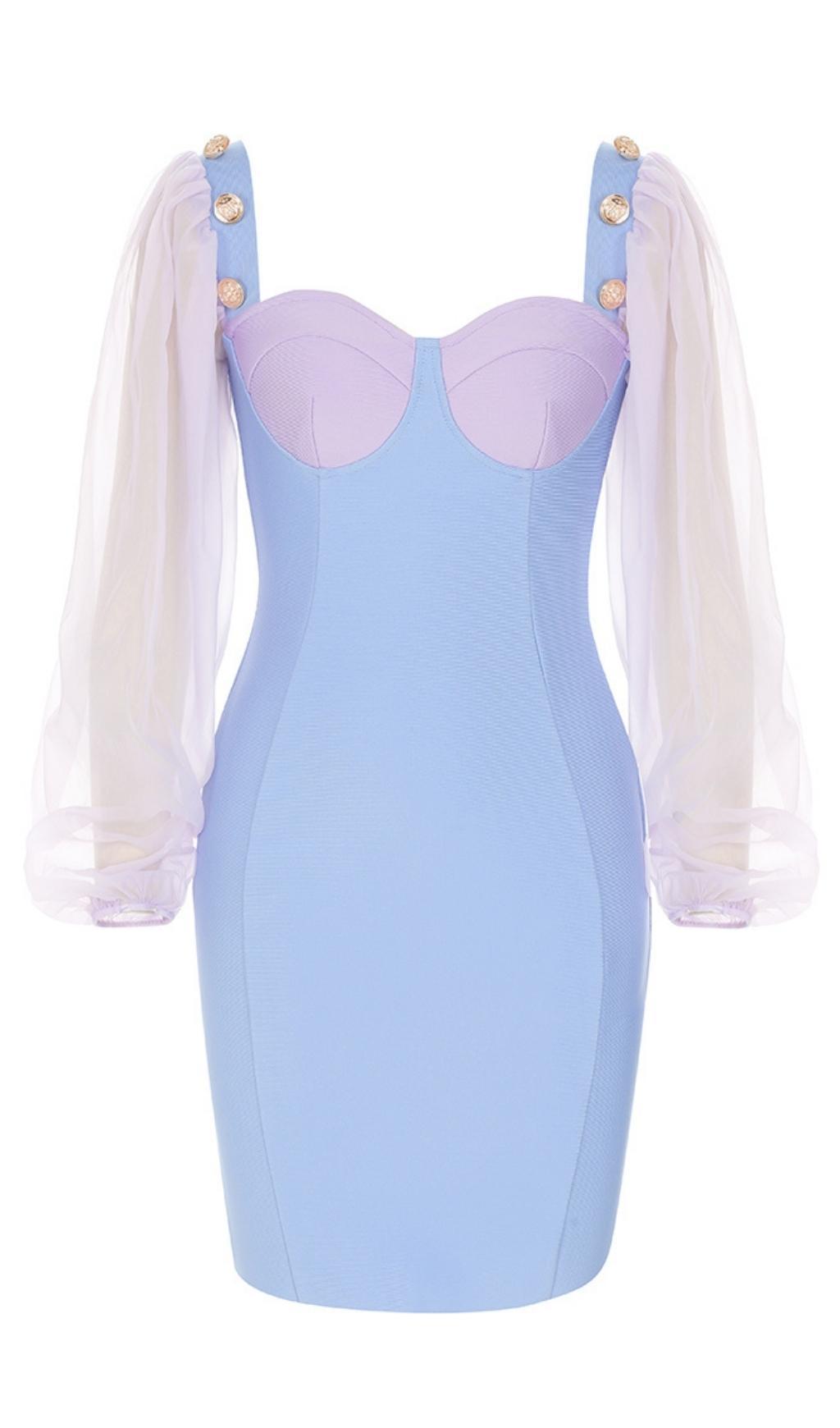 MINI ABITO ADERENTE CON BENDAGGIO IN PIZZO