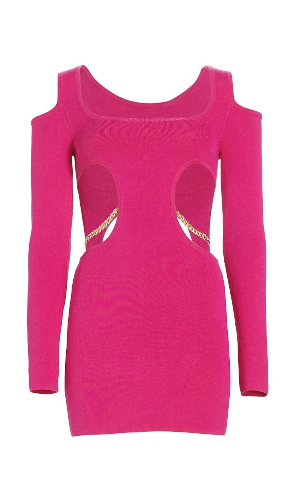 LONG SLEEVES CUT OUT MINI DRESS IN PINK – AIIZIE