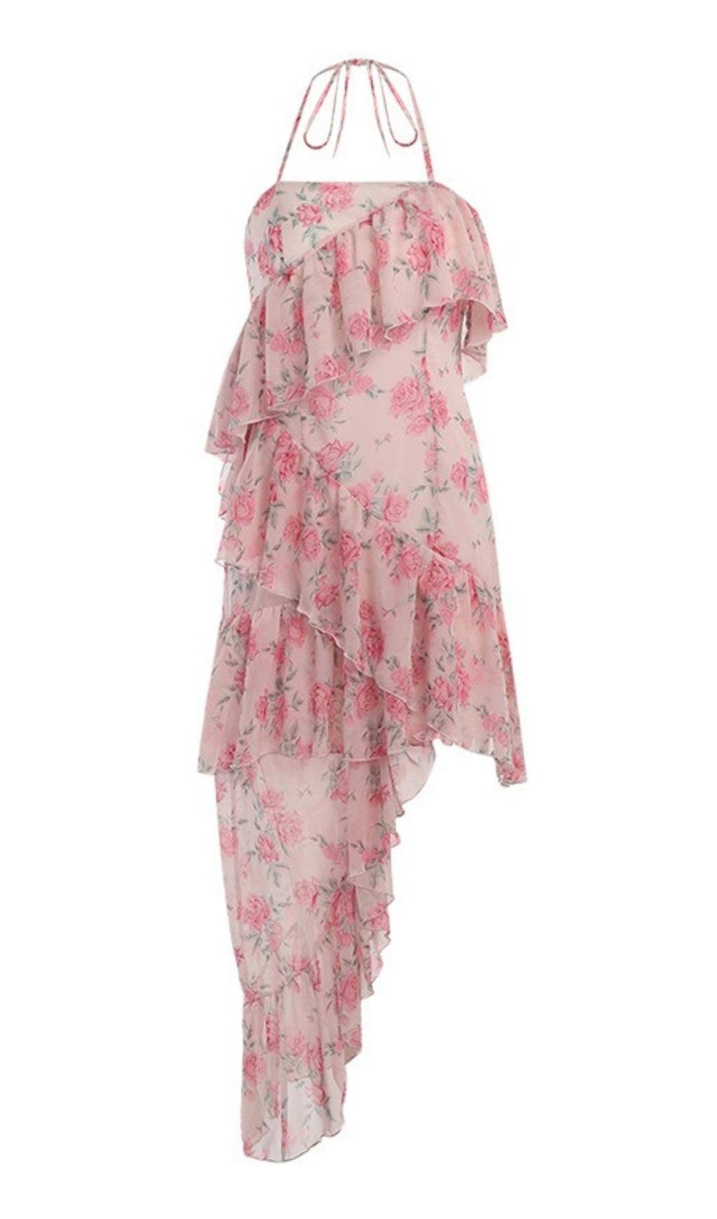 ÄRMELLOSES JACQUARD-MINIKLEID IN ROSA