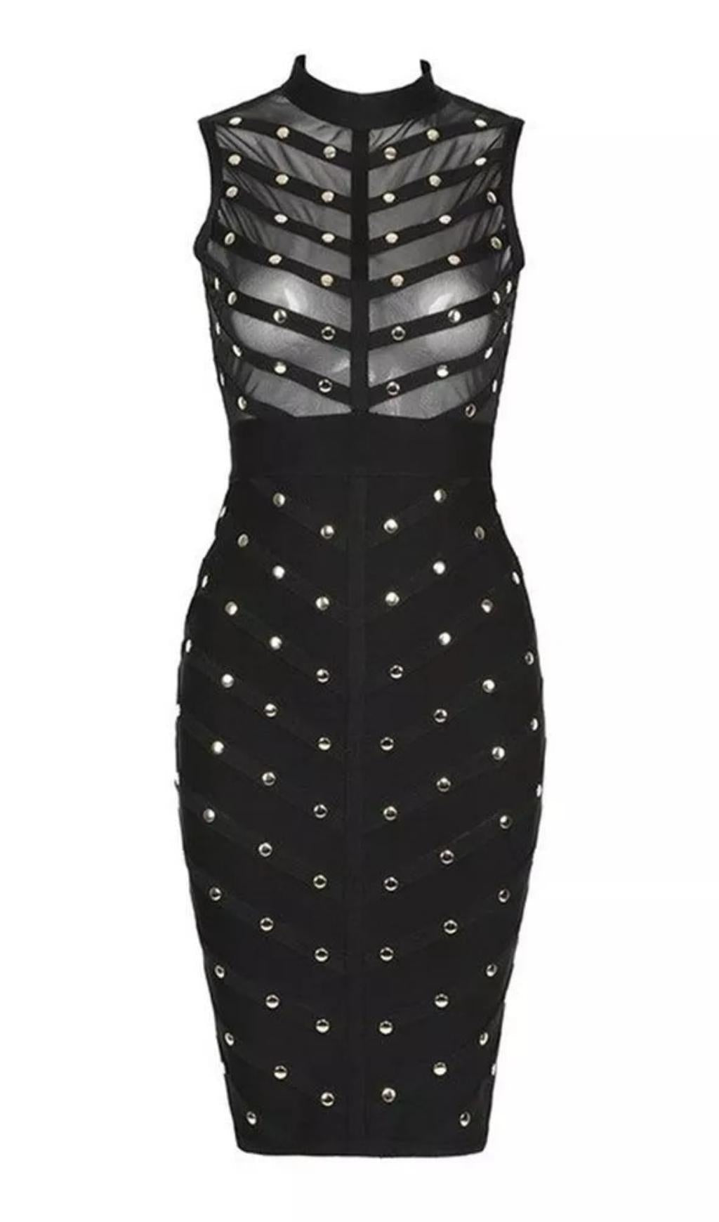 AIIZIE BANDAGE BODYCON MESH MINI DRESS - product image