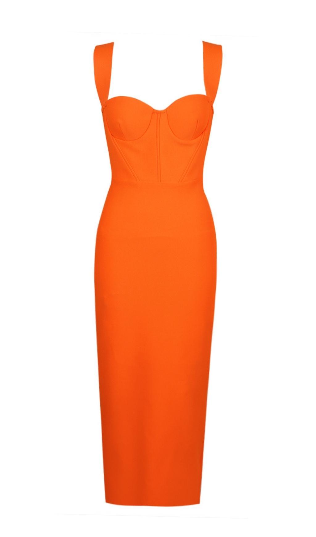 AIIZIE BANDAGE MIDI DRESS IN ORANGE - product image
