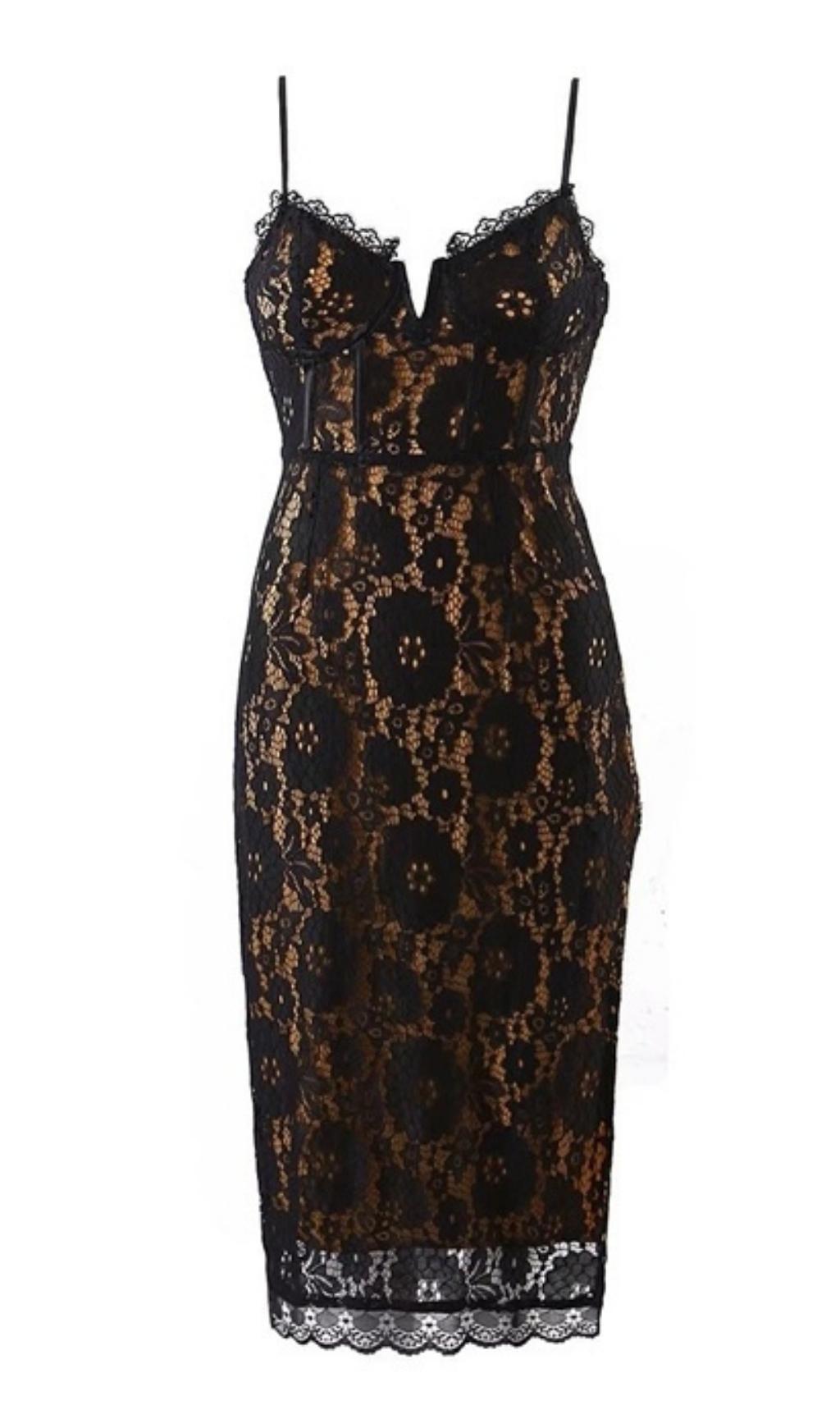 ÄRMELLOSES MINIKLEID AUS SPITZE