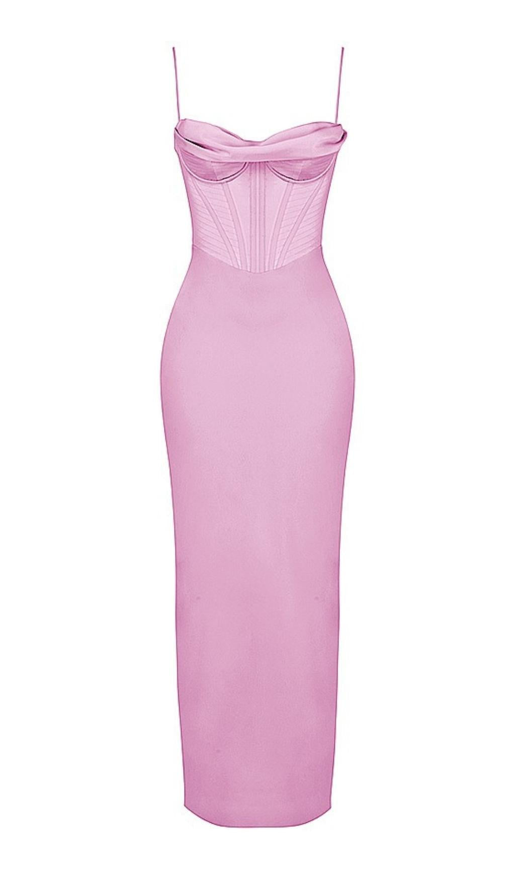 RÜCKENFREIES KORSETT-MAXIKLEID IN ROSA