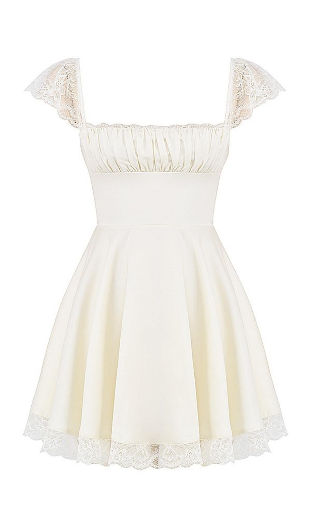 Edina Satin Mini Dress - White