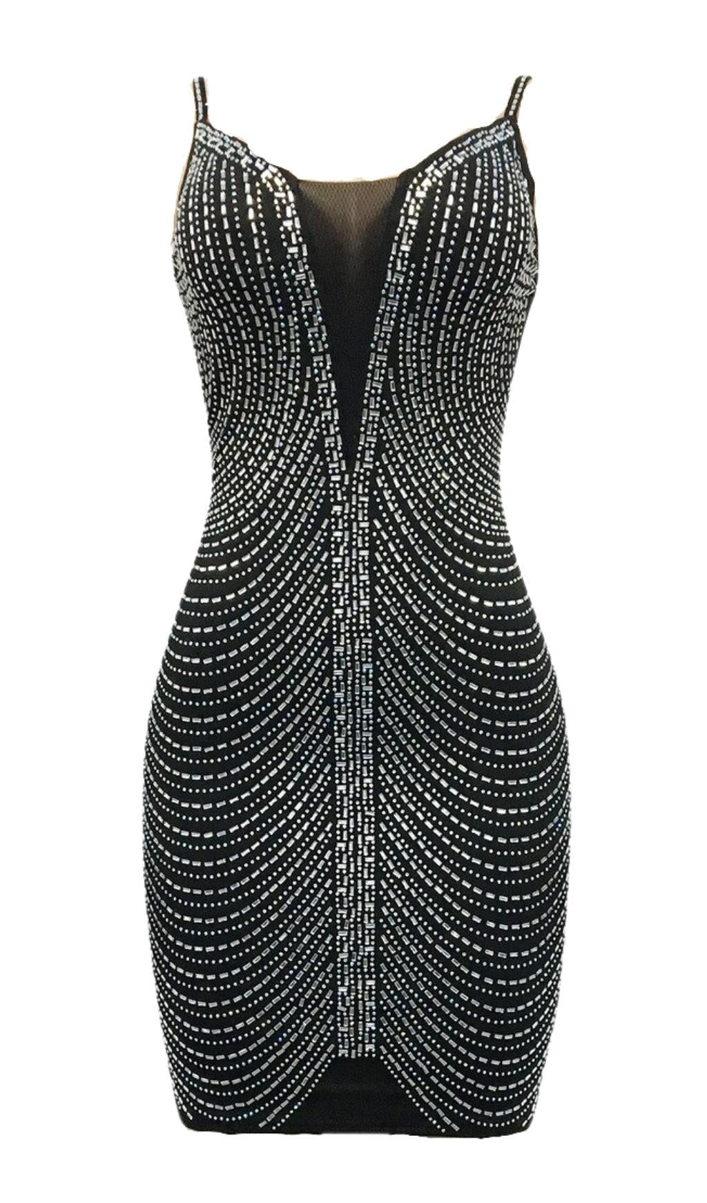 AIIZIE BANDAGE SEQUIN MINI DRESS IN BLACK - product image