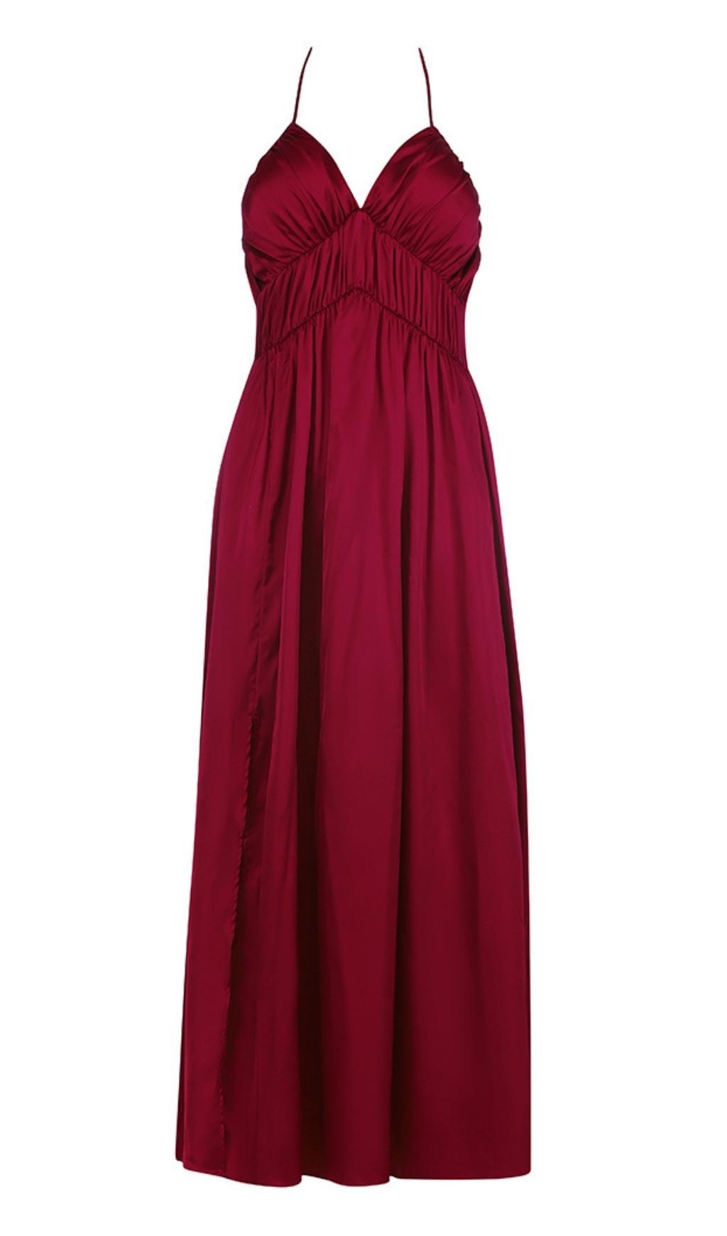 AIIZIE BANDAGE RUCHED MAXI DRESS IN RED - product image