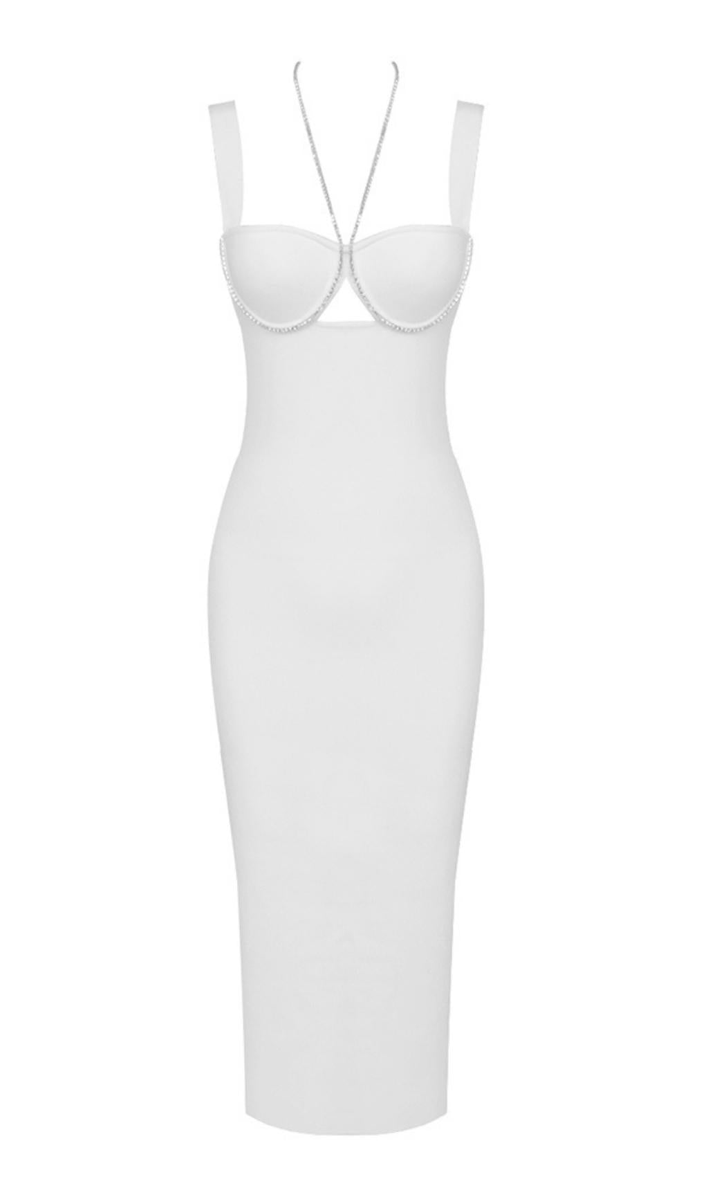 AIIZIE BANDAGE SLEEVELESS MIDI DRESS IN WHITE - product image