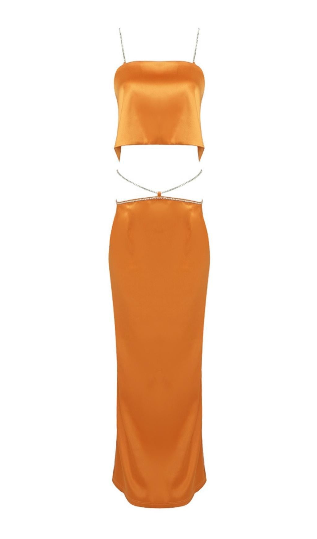 Rückenfreies Zweiteiler-Set mit Trägern in Orange