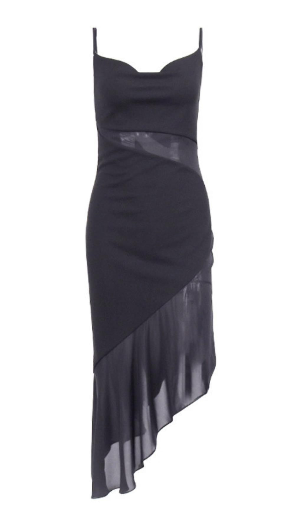 Bodycon-Midikleid mit Trägern in Schwarz