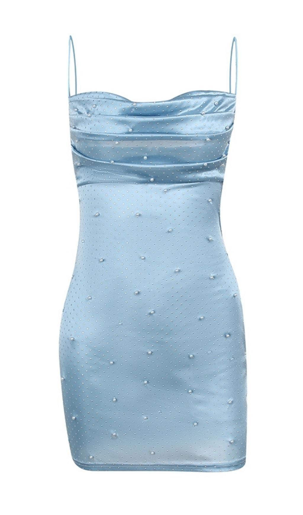BODYCON-MINIKLEID MIT TRÄGERN IN BLAU