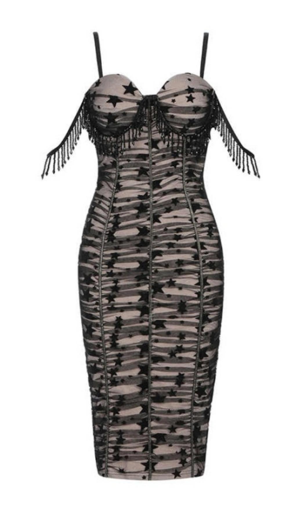 AIIZIE BANDAGE BACKLESS LACE MIDI DRESS - product image