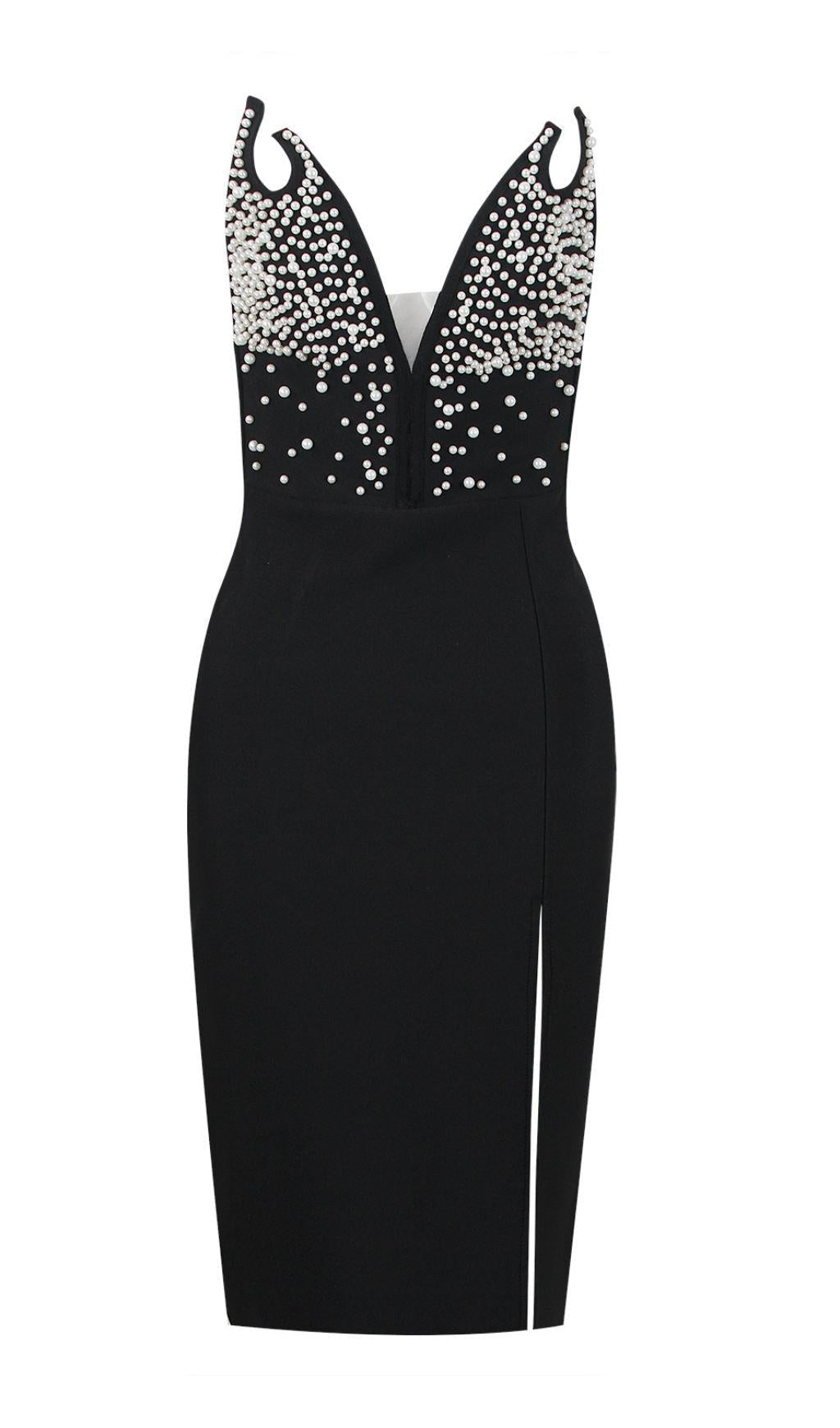 MINI ABITO CON SCOLLO A V E PAILLETTES