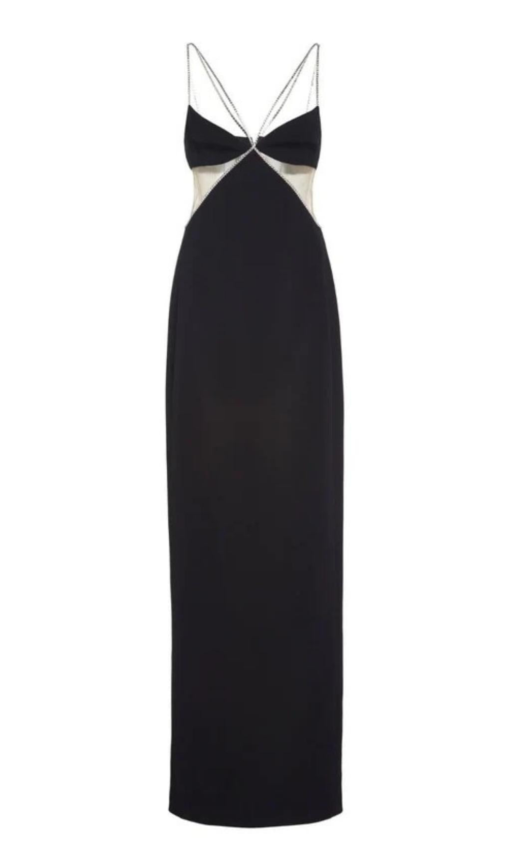 ÄRMELLOSES MAXIKLEID IN SCHWARZ