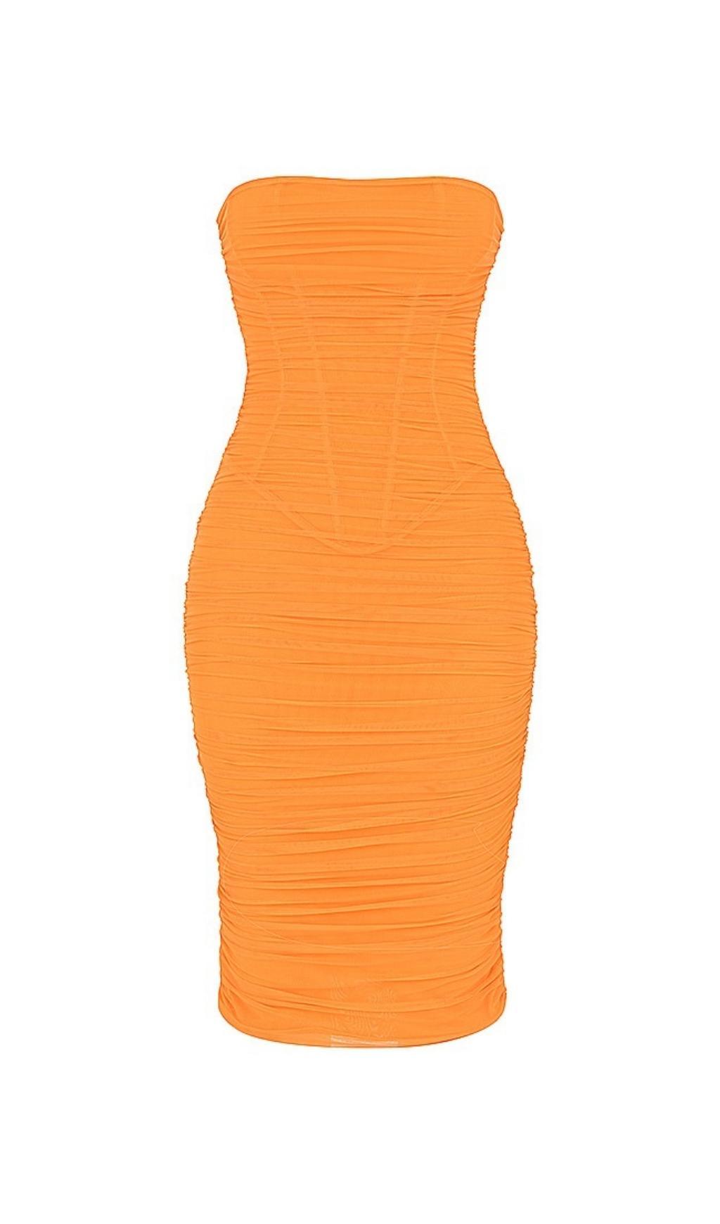 TRÄGERLOSES MIDIKLEID MIT KORSETT