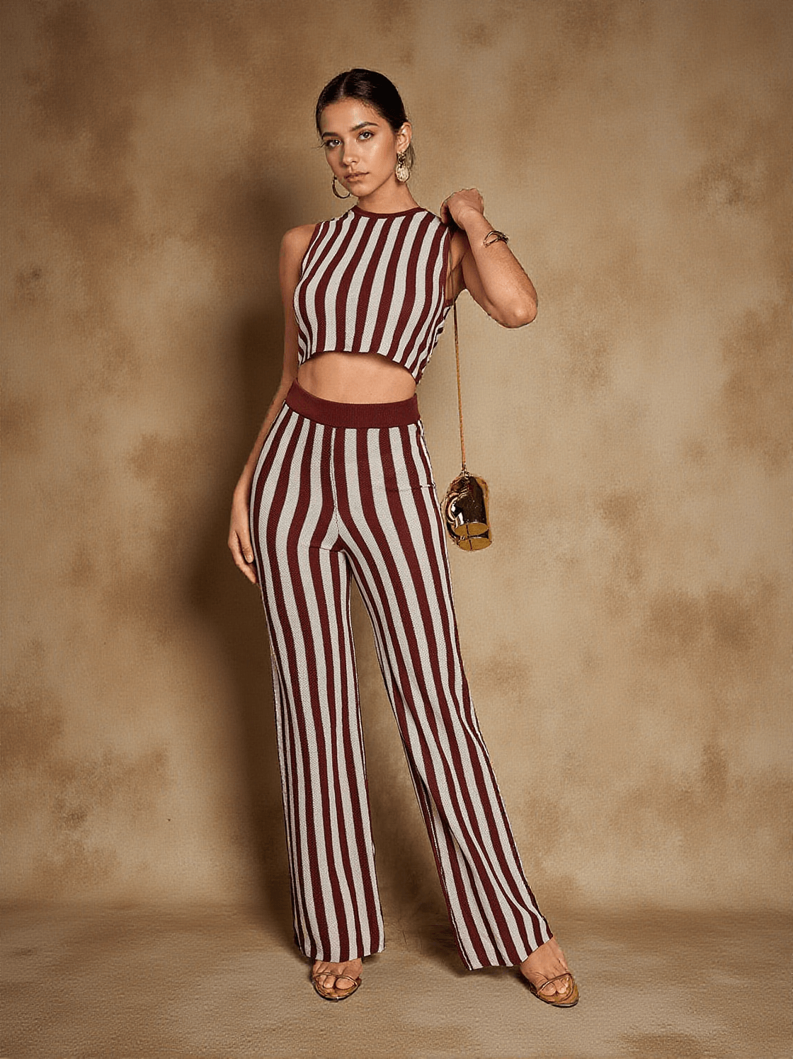EURYDICE STRIPE KNITTED PANTS SET