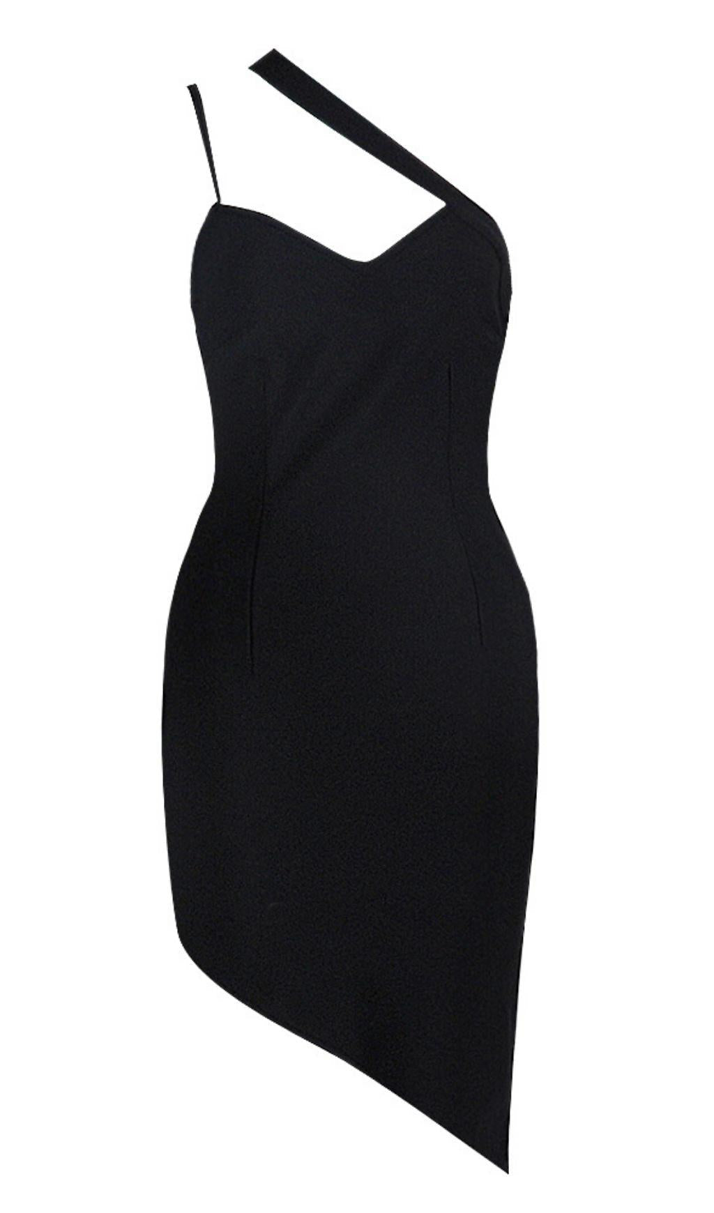 MINI ABITO CON SPALLINE NERO