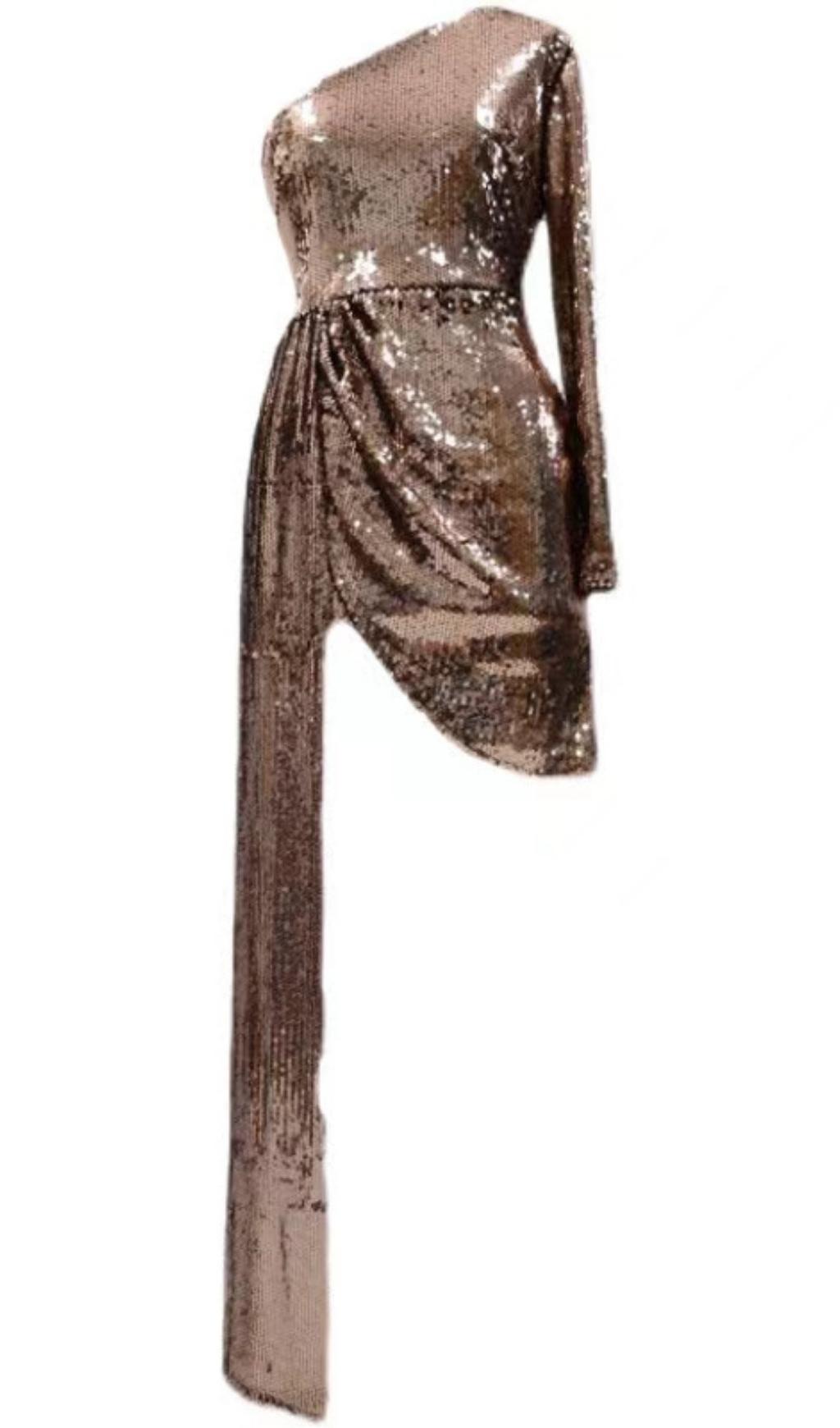 MINI ABITO CON PAILLETTES IN ORO