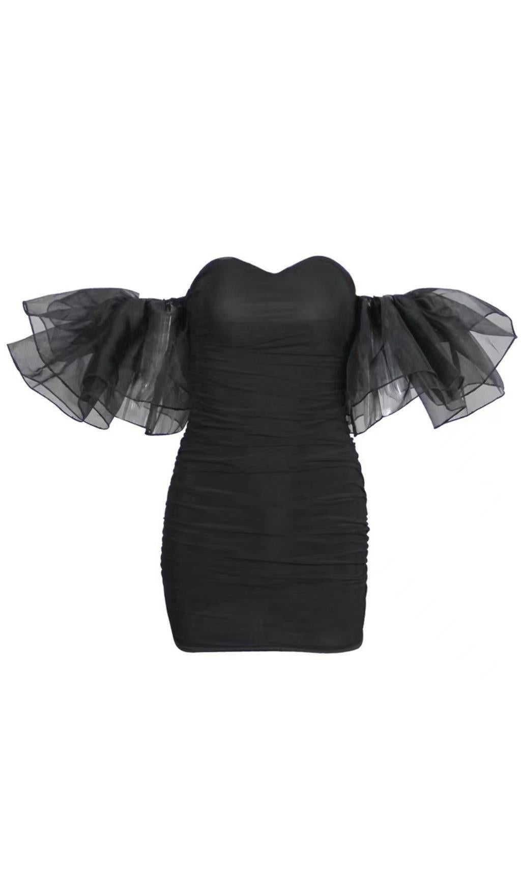 ABITO MIDI CON MANICHE A BOLLA IN NERO