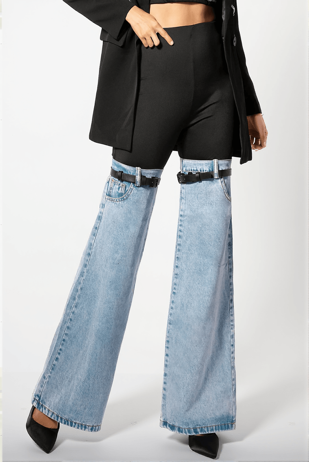 NEREIDA HIGH WAIST COLOR BLOCK WIDE LEG PANTS