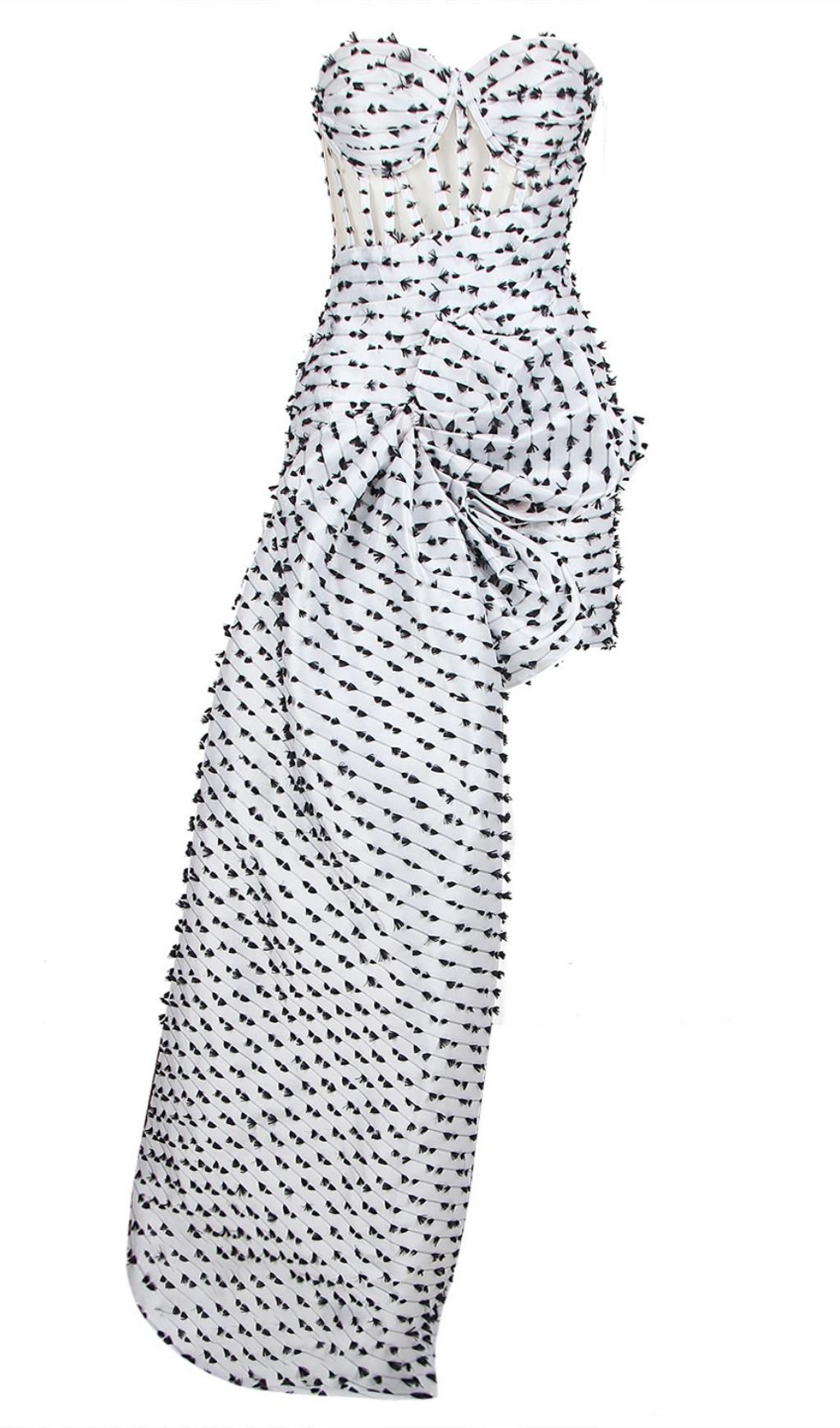 TRÄGERLOSES KORSETT-MIDIKLEID IN WEISS