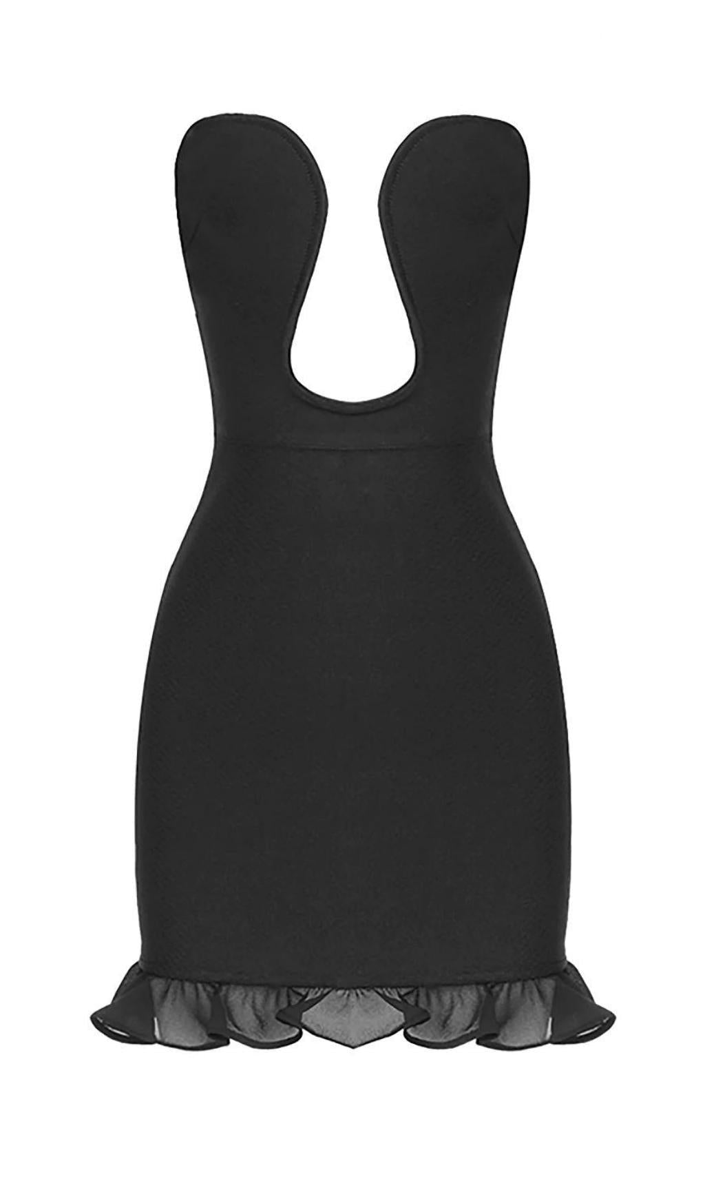 TRÄGERLOSES BANDAGE-MINIKLEID IN SCHWARZ