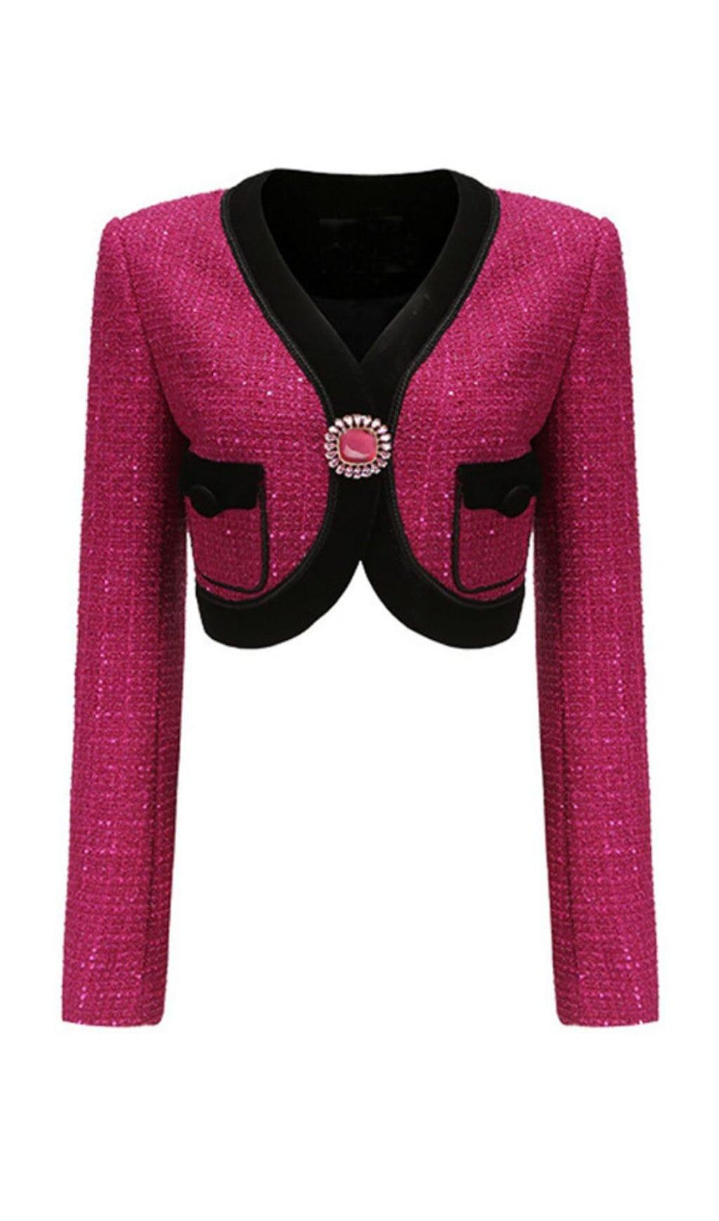 V-AUSSCHNITT LANGE ÄRMEL PATCHWORK KNOPF VINTAGE KURZE MÄNTEL