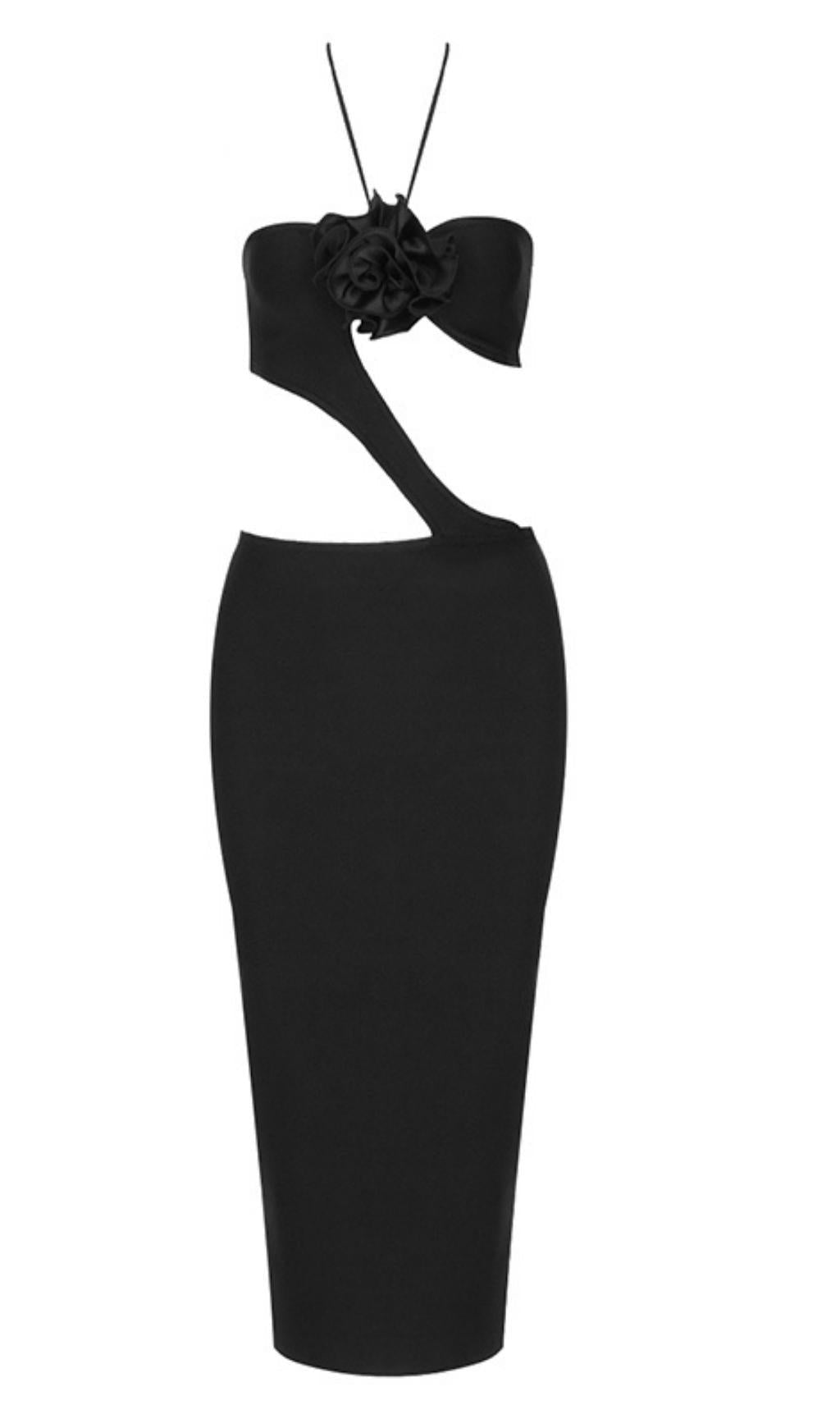 CUT OUT MIDI DRESS IN BLACK – AIIZIE