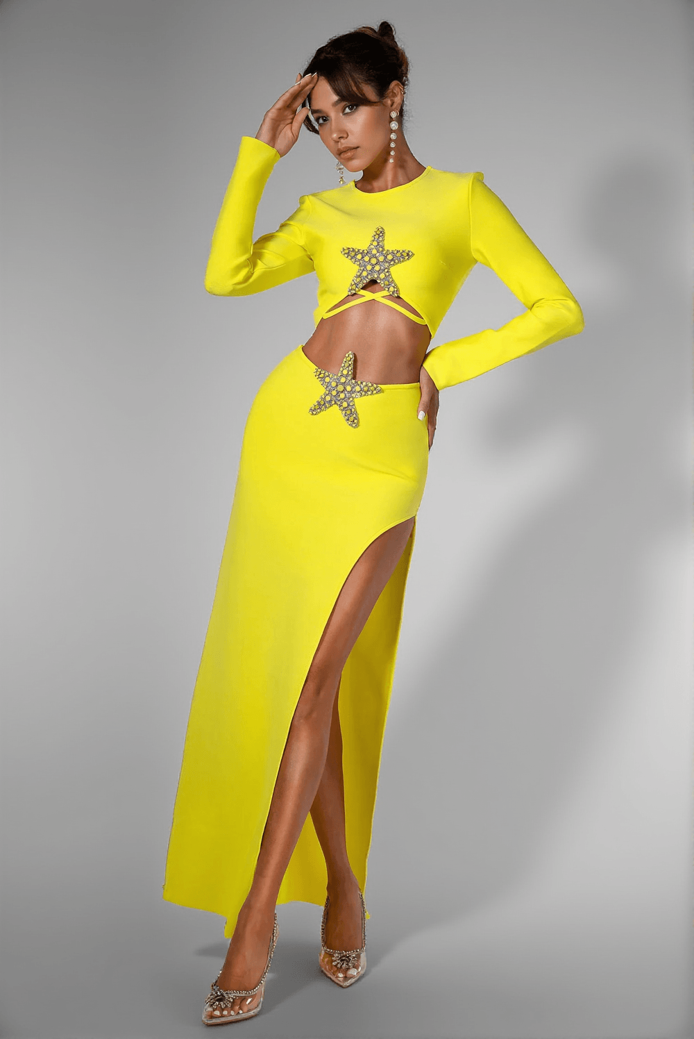 DAELA STAR HIGHT SLIT 2 PIECE DRESS SET
