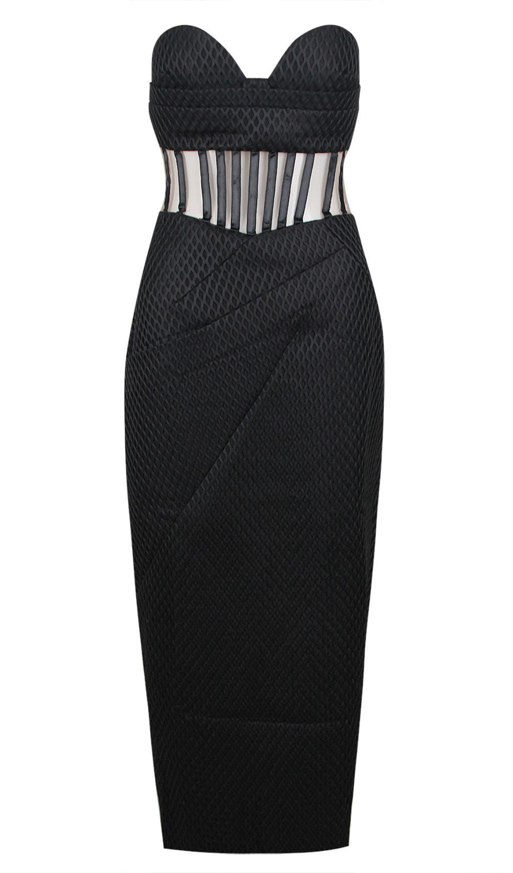 TRÄGERLOSES KORSETTKLEID IN SCHWARZ