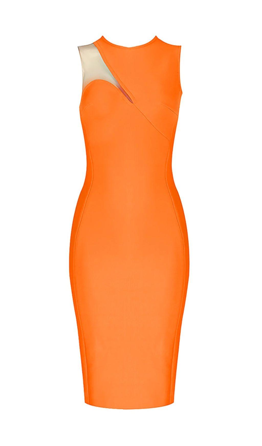 AIIZIE BANDAGE MIDI DRESS IN ORANGE - product image