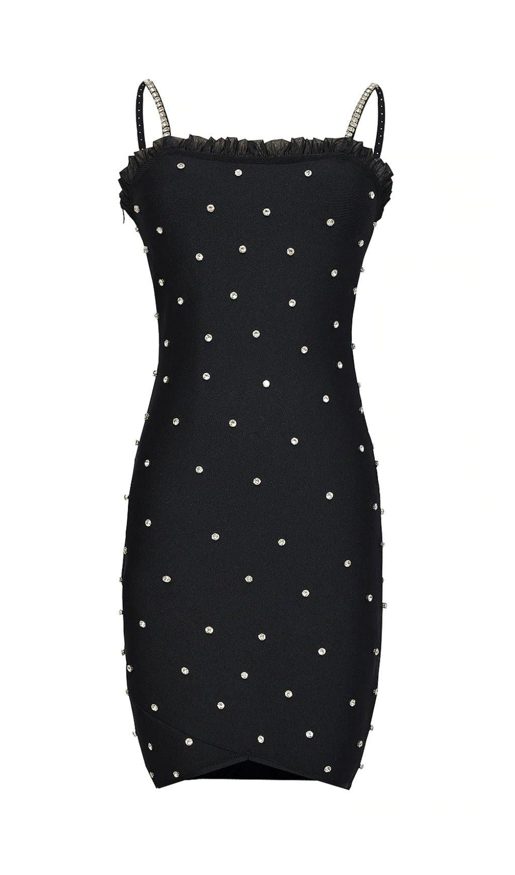 MINI ABITO CON CRISTALLI NERO