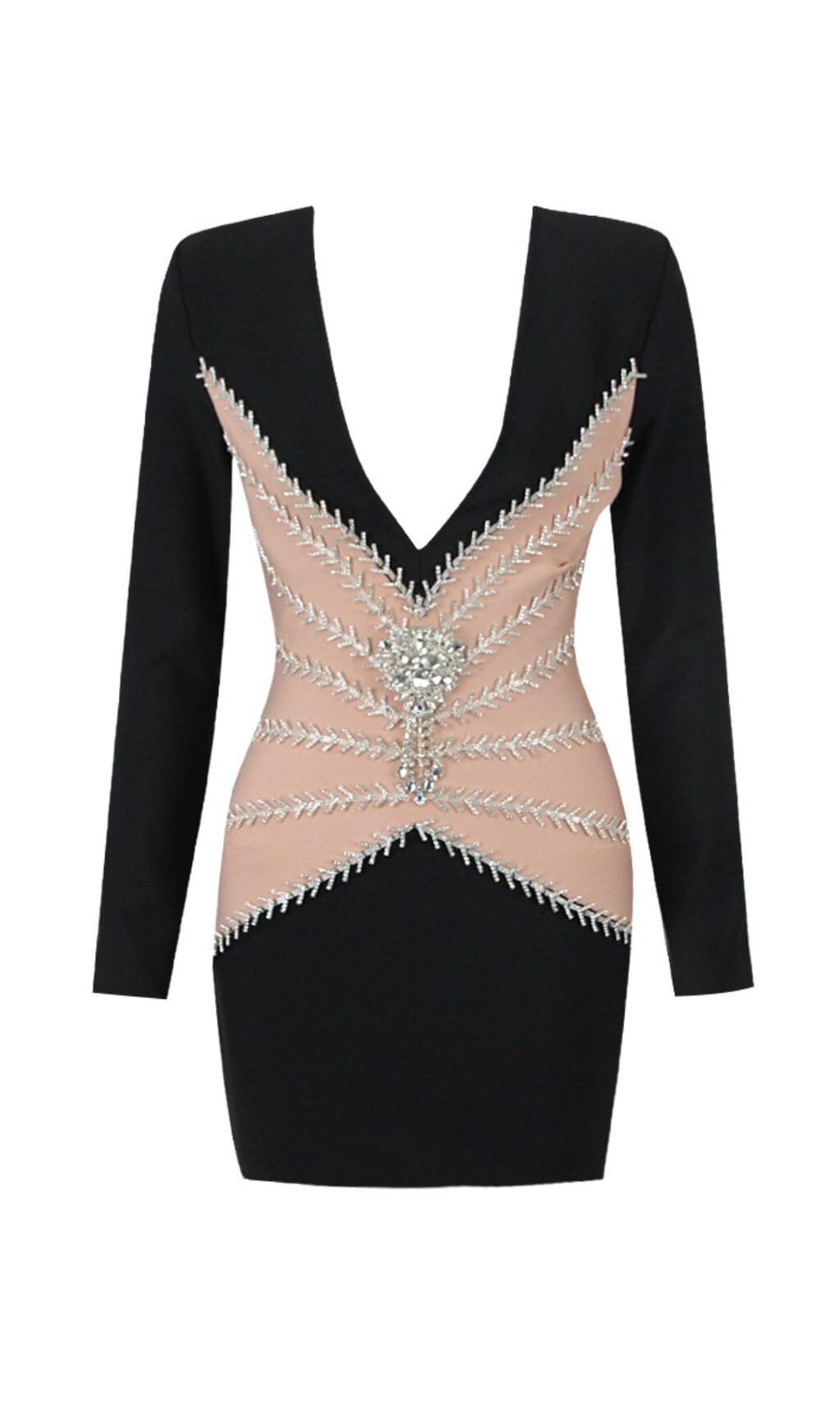 SCHWARZES BLAZER-MINIKLEID MIT V-AUSSCHNITT