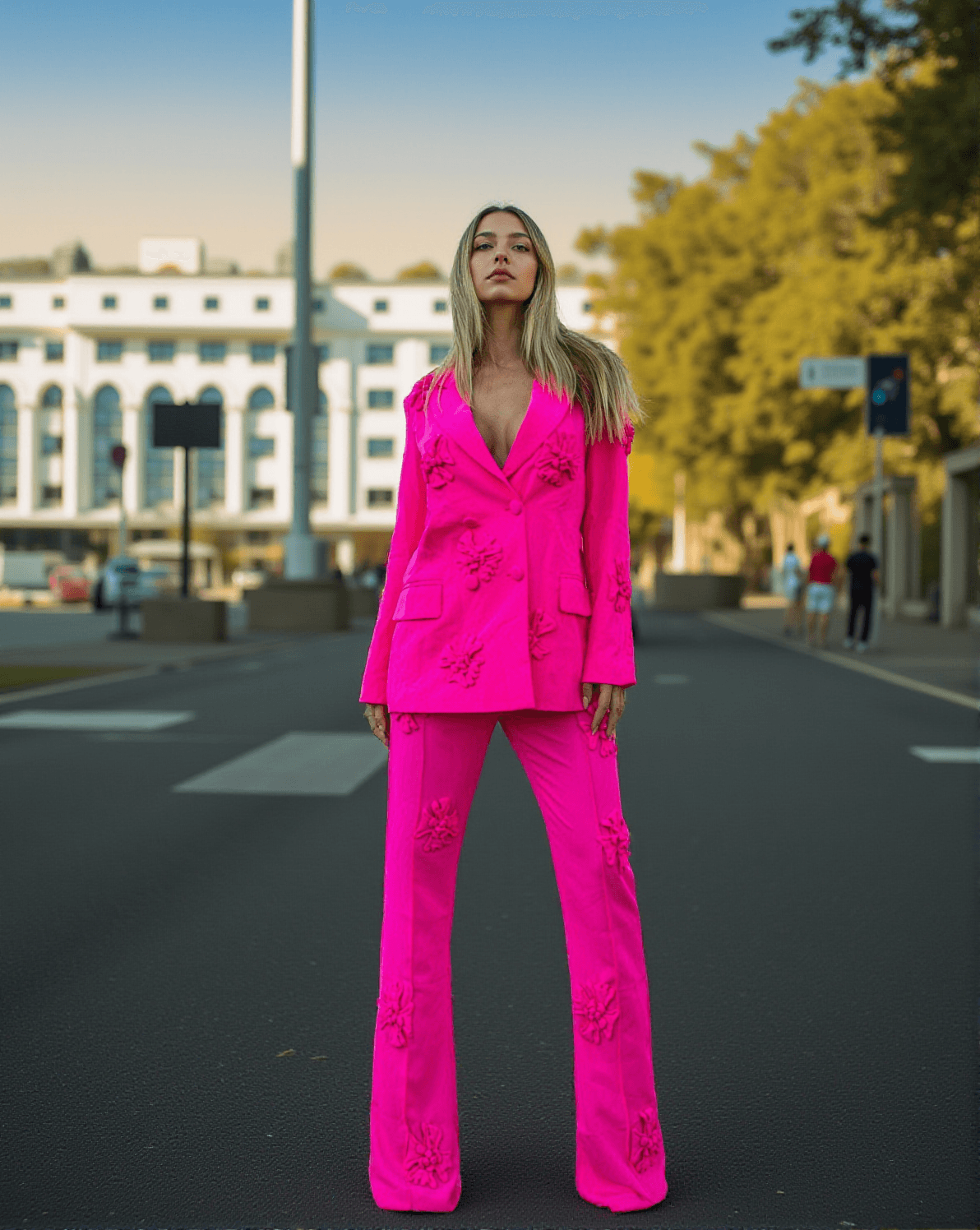 CUTEGIRLCLUB 3D FLORAL PATCHWORK BLAZER SET