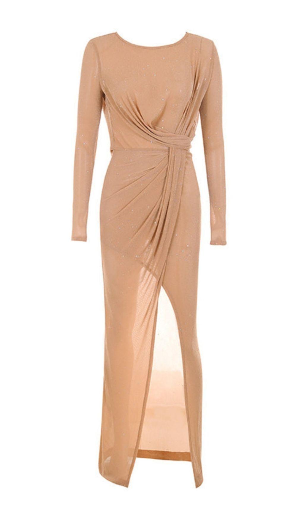 Einfarbiger, drapierter Wickel in Khaki