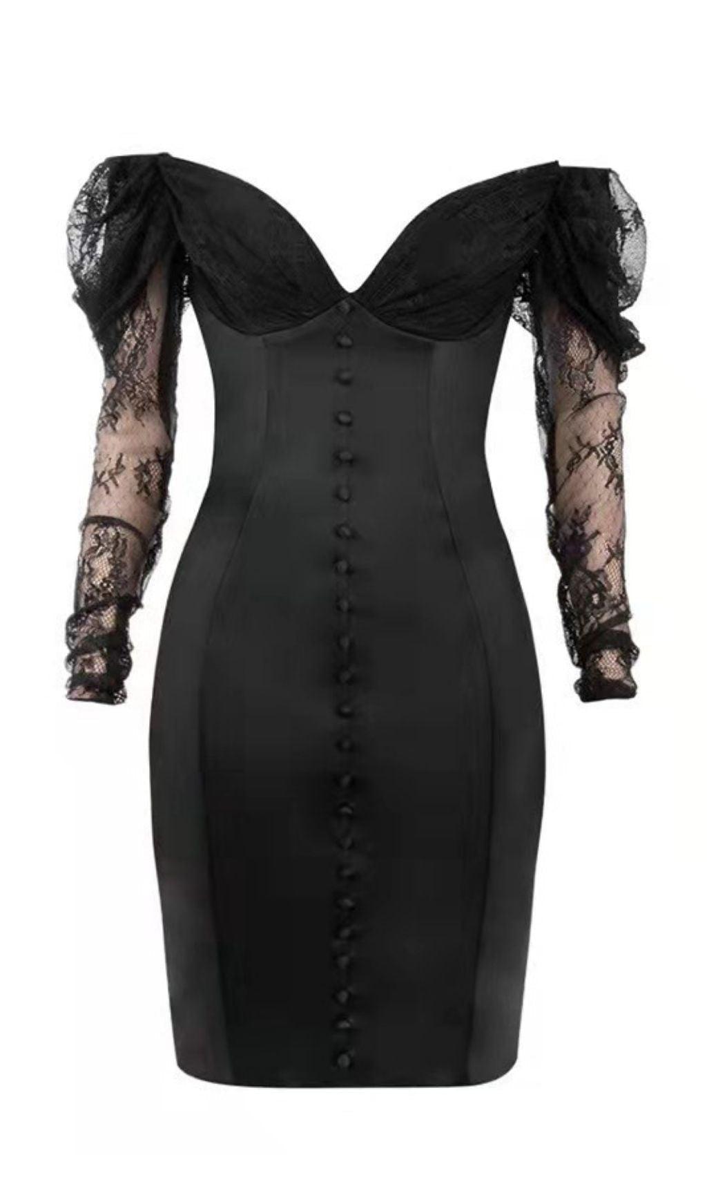 OFF SHOULDER CORSET MIDI DRESS IN BLACK – AIIZIE