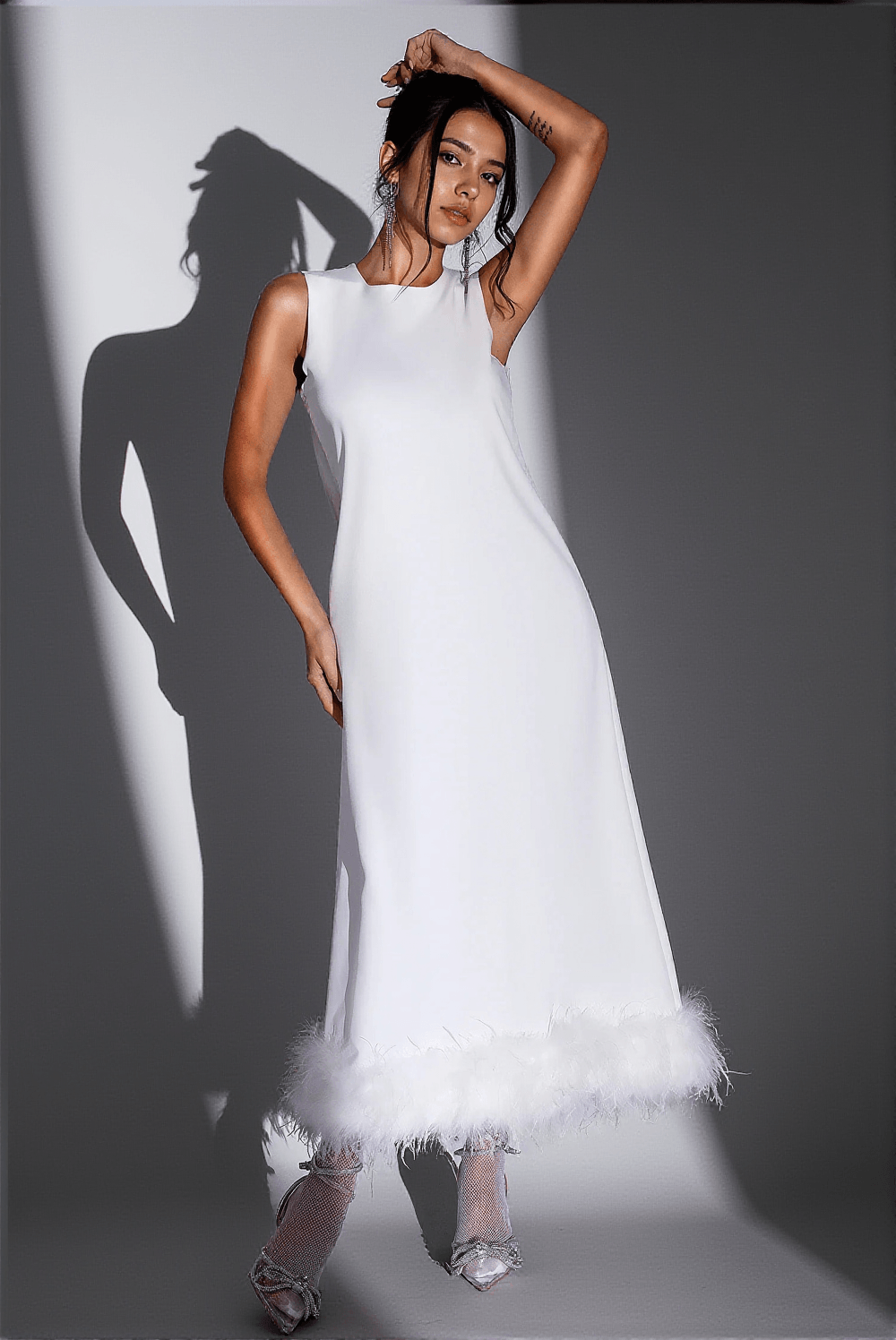 HARRA STRAPPY FEATHER DRESS