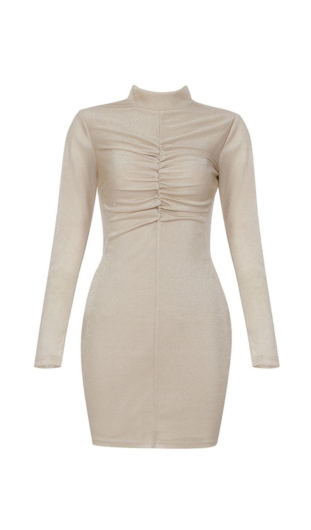 MINI ABITO KAKI CON RUCHES