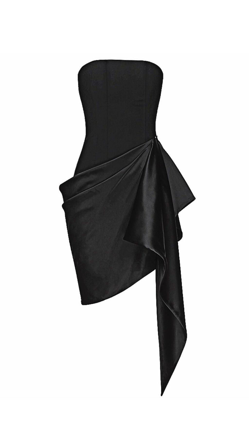 Gerafftes Minikleid in Schwarz