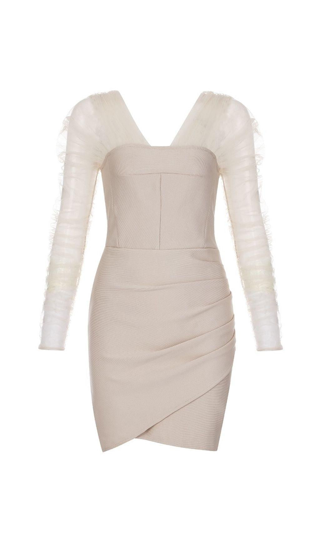 TRÄGERLOSES BANDAGE-MINIKLEID IN BEIGE