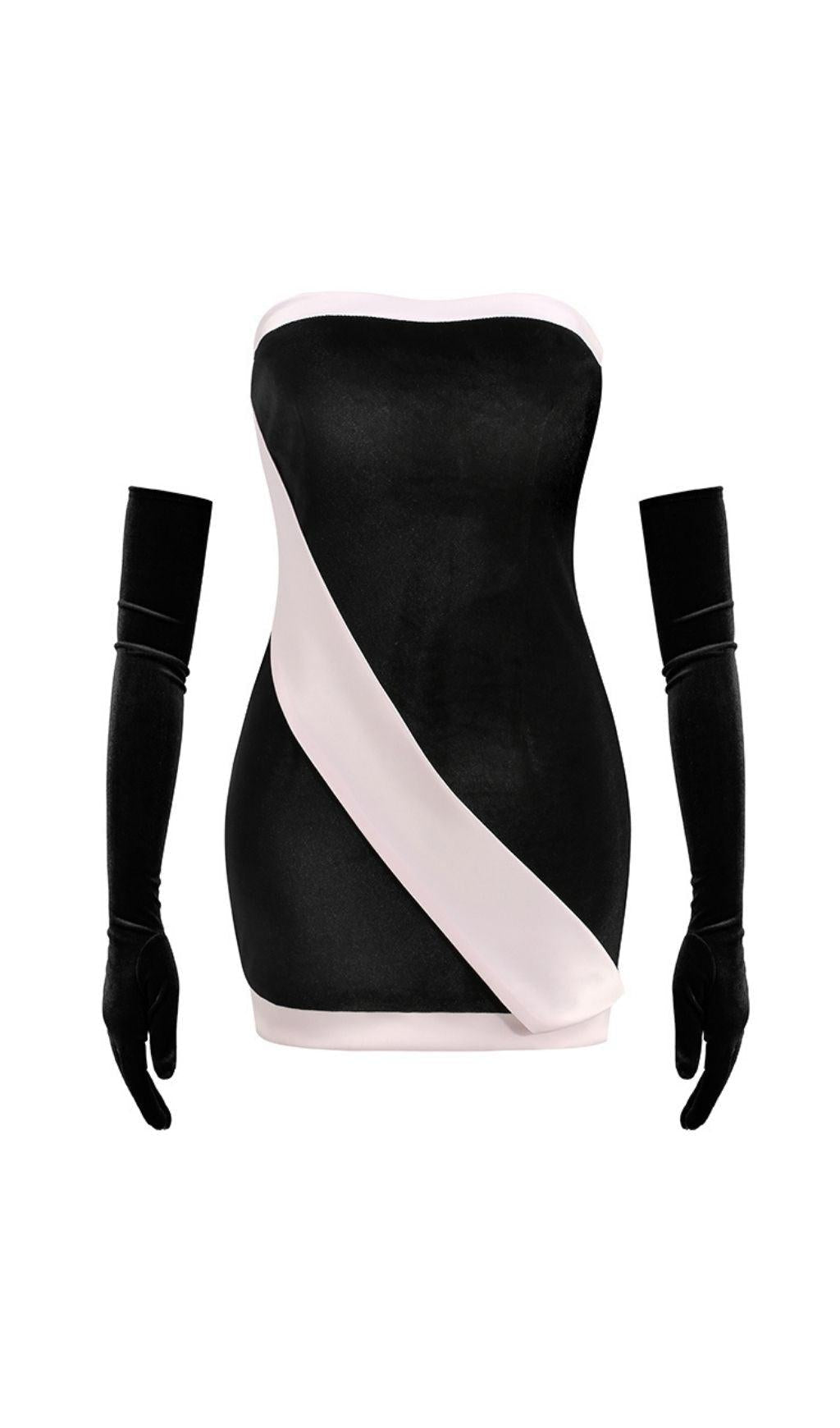 MINI ABITO ADERENTE IN VELLUTO NERO