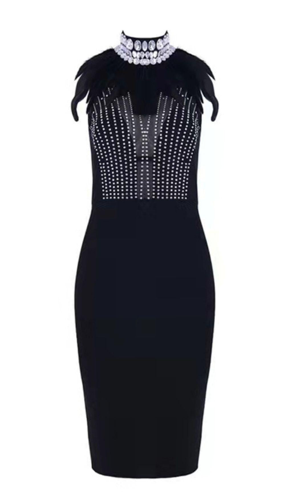 BLACK DIAMOND MIDI-BANDAGE-KLEID