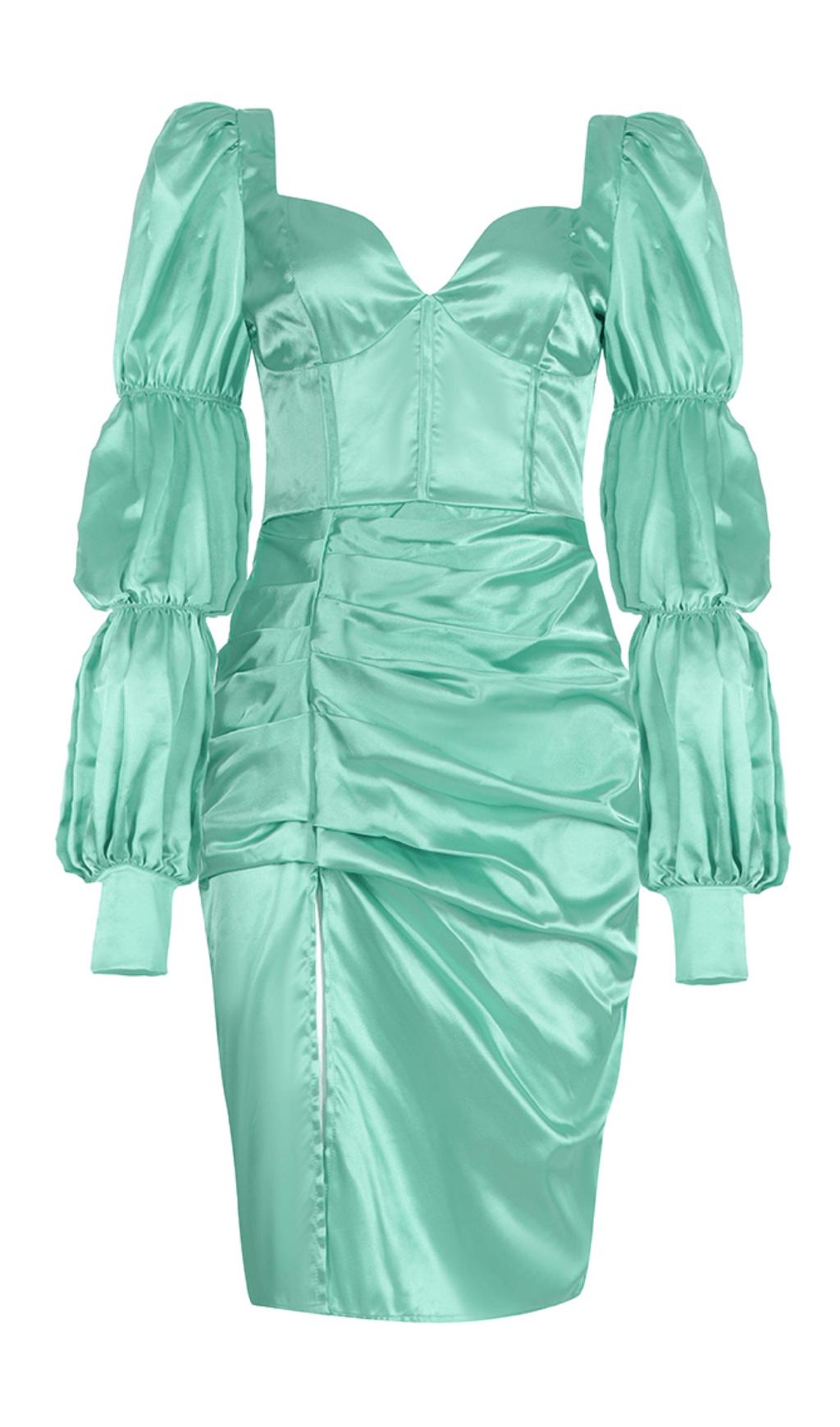 MULTI-SECTION PUFF SLEEVE DRESS