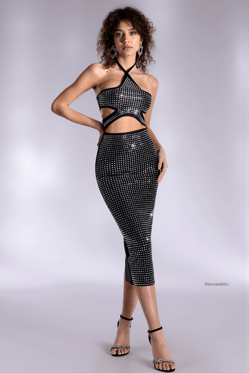 Agni Bandage-Kleid mit Strass-Krawatte