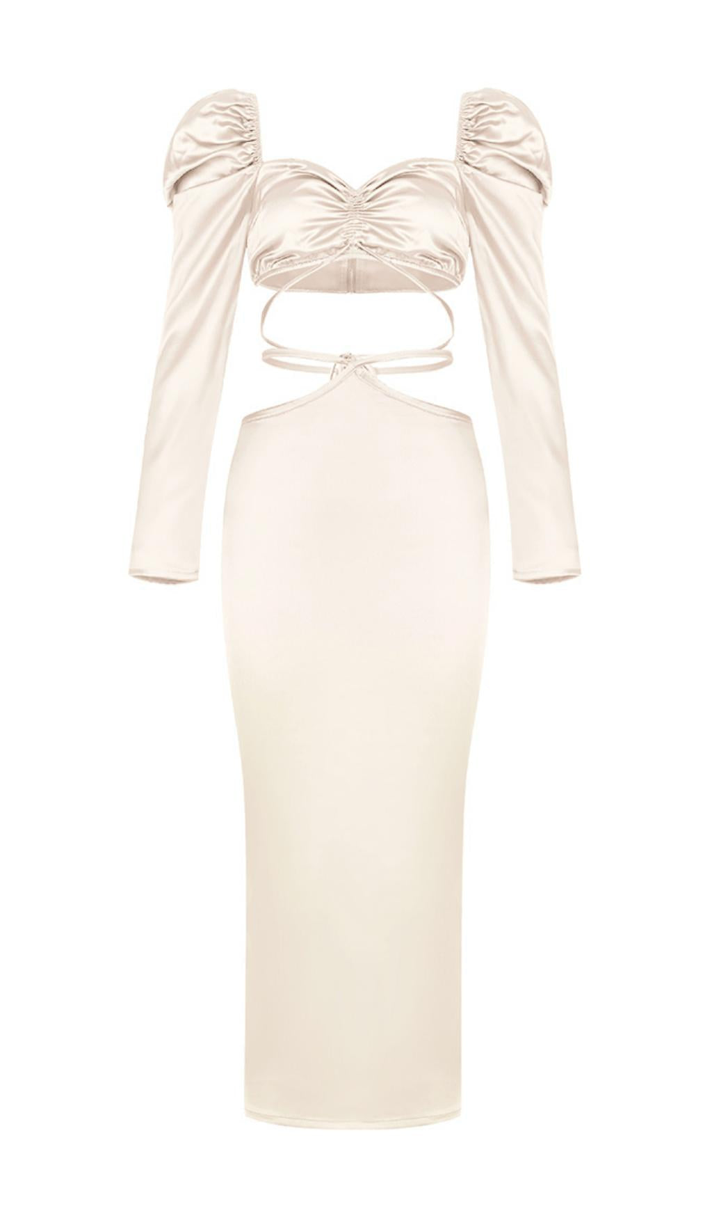 ELFENBEINWEISSES HÜFTKLEID